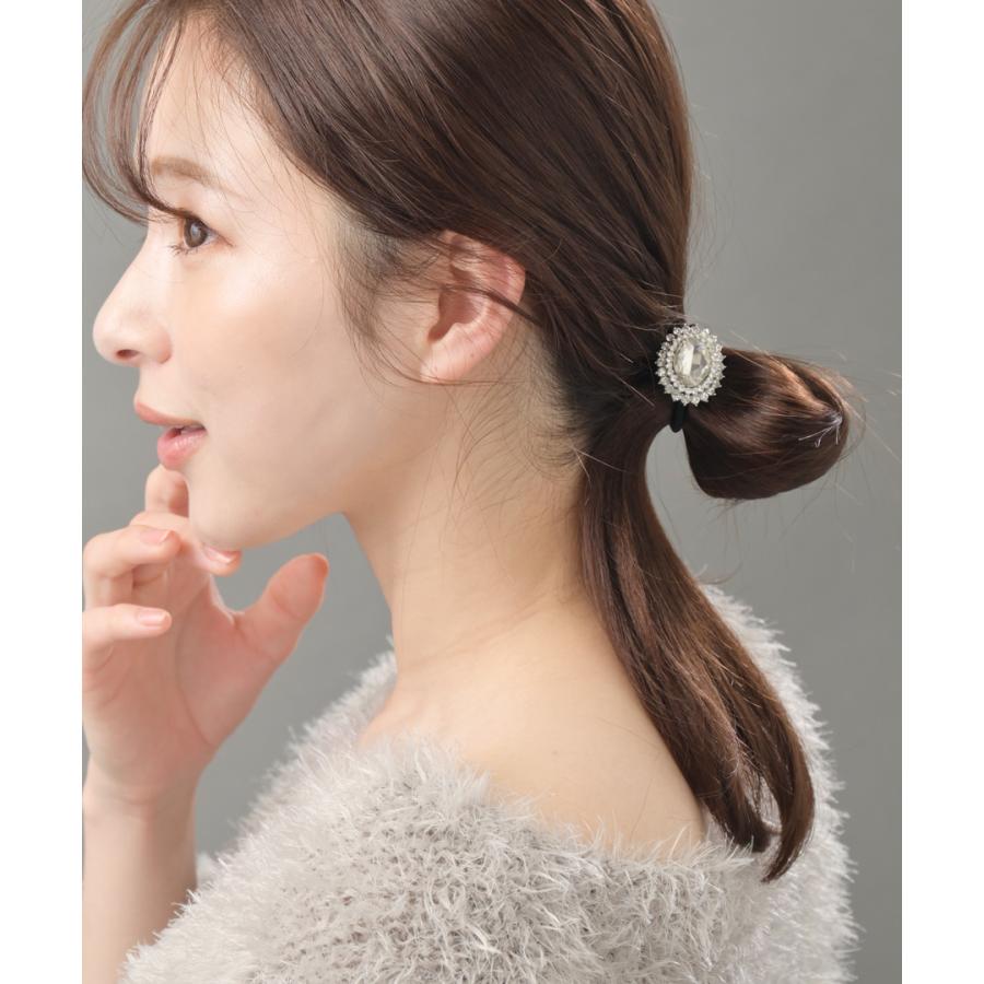 ヴァンテーヌ 大粒ビジュー ヘアゴム キラキラ ストーン オーバル