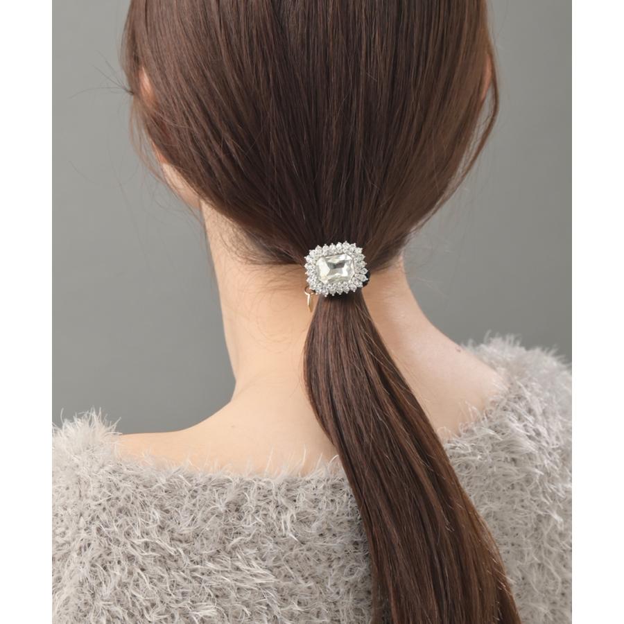 ヴァンテーヌ 大粒ビジュー ヘアゴム キラキラ ストーン オーバル