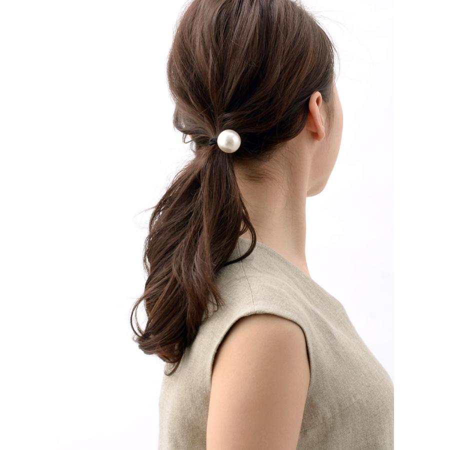 ヘアゴム ポニーフック 一粒パール (M) ヘアアクセサリー 大粒  