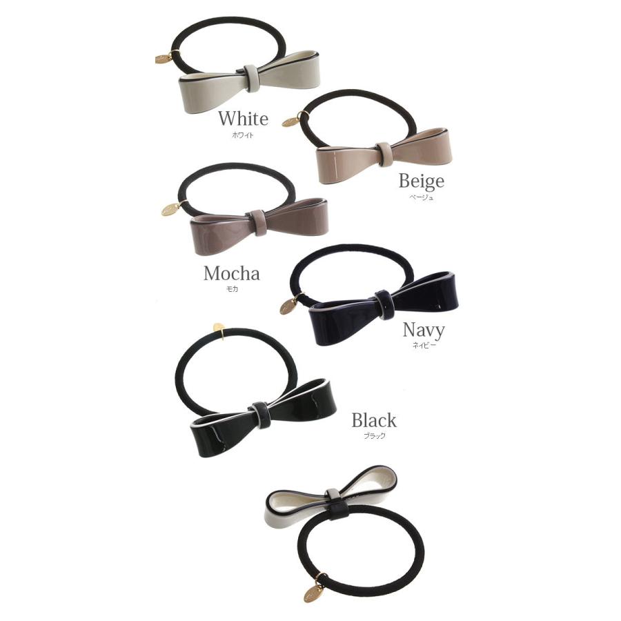 ヴァンテーヌ ヘアゴム リボン エナメル調 シンプル ポニー デイリー