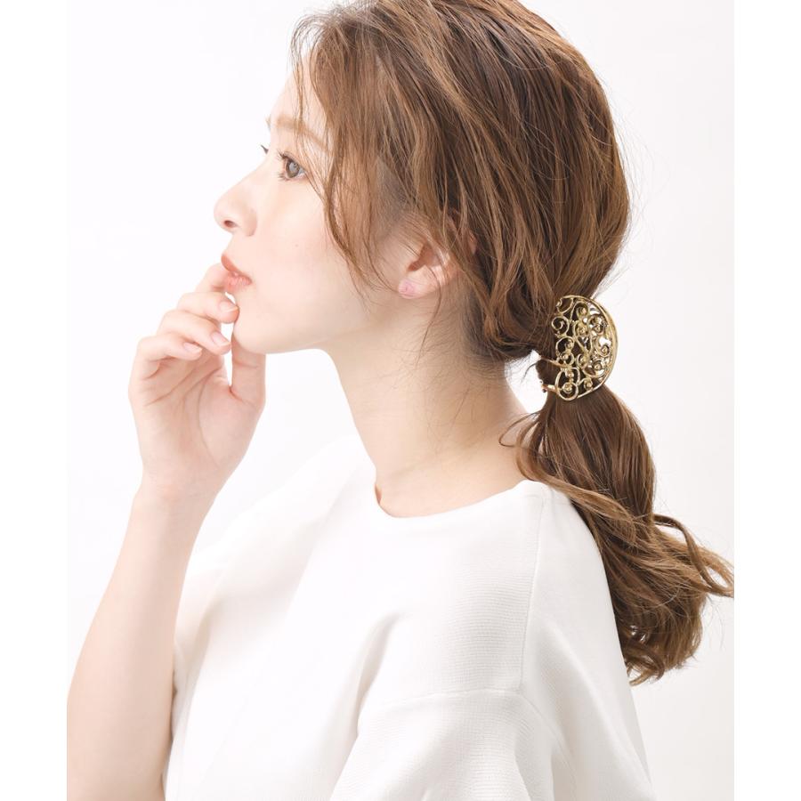 ヴァンテーヌ アンティーク調透かし模様バンスクリップ ヘアクリップ