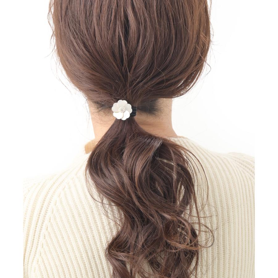 ヴァンテーヌ シェルフラワーヘアゴム ヘアカフ ポニーフック オフィス 