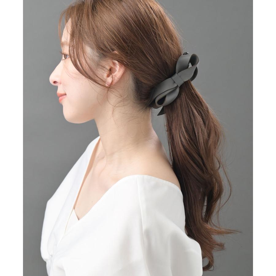 ヴァンテーヌ リボン バナナクリップ フェイクレザー ヘアクリップ