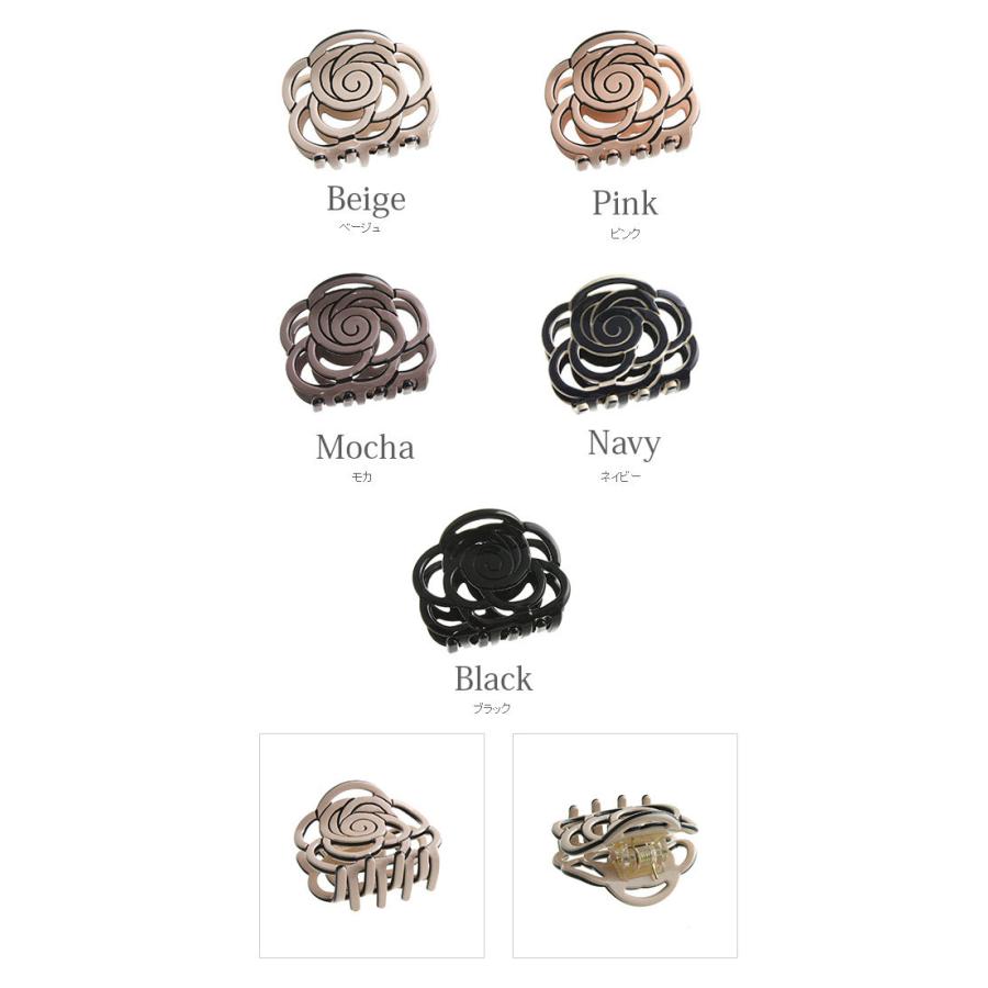 ヴァンテーヌ バンスクリップ ローズ 透かし模様 エナメル調 オフィス