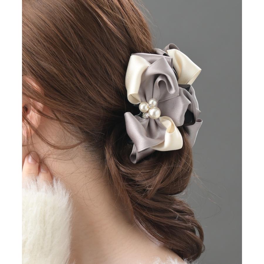 ヴァンテーヌ バンスクリップ リボン パール ビジュー ヘアクリップ