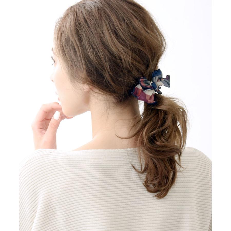 ヴァンテーヌ チェック柄リボンポニーフック ヘアカフ