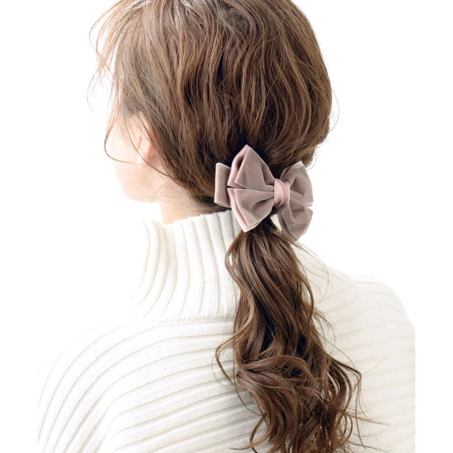 SALE 　サテン×ベルベットリボンヘアゴム・ポニーフック ヘアカフ カフス ヘアアクセ レディース H7385｜vingtaine｜05