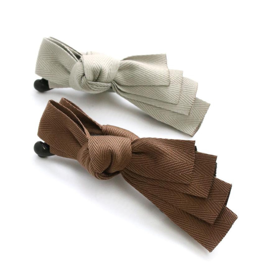 ヴァンテーヌ バナナクリップ リボン ヘリンボーン アシンメトリー  