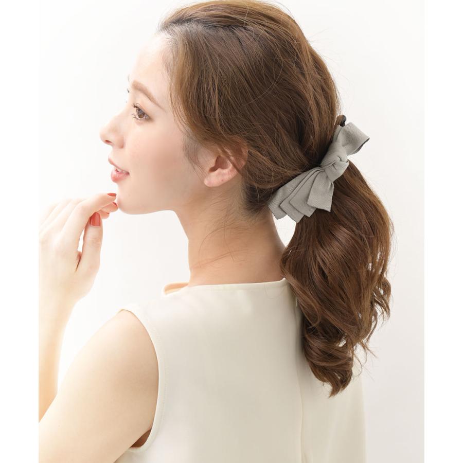 ヴァンテーヌ バナナクリップ リボン ヘリンボーン アシンメトリー  