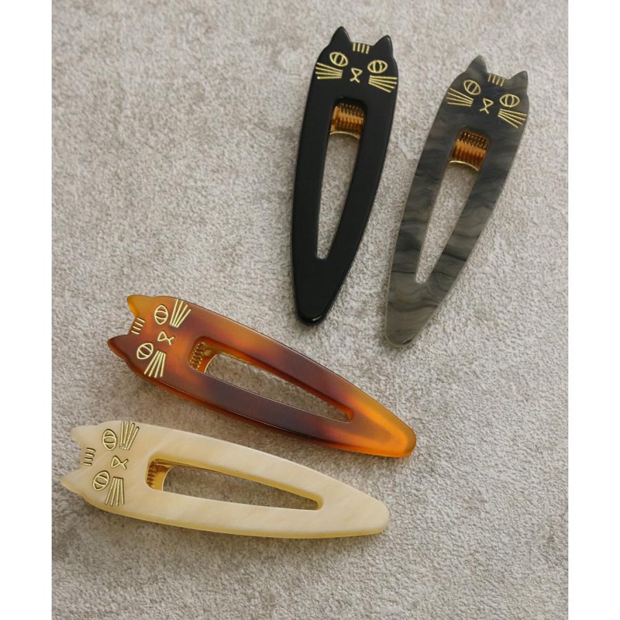 ヴァンテーヌ ヘアクリップ くちばしクリップ 猫 マーブル 二又 ネコ
