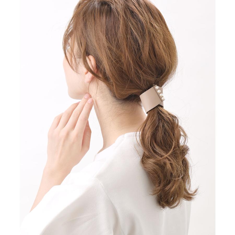 ヴァンテーヌ ポニーフック パール付き マグネット式 フェイクレザー