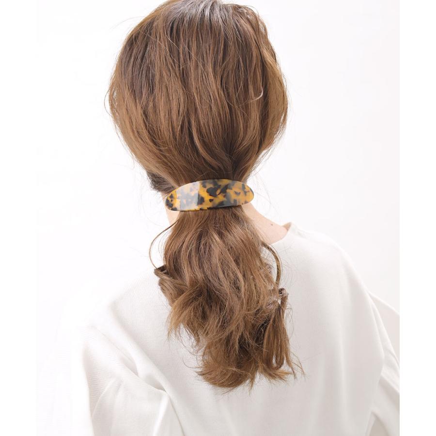 ヴァンテーヌ バレッタ べっ甲風 幅広 オーバル ヘアクリップ まとめ髪