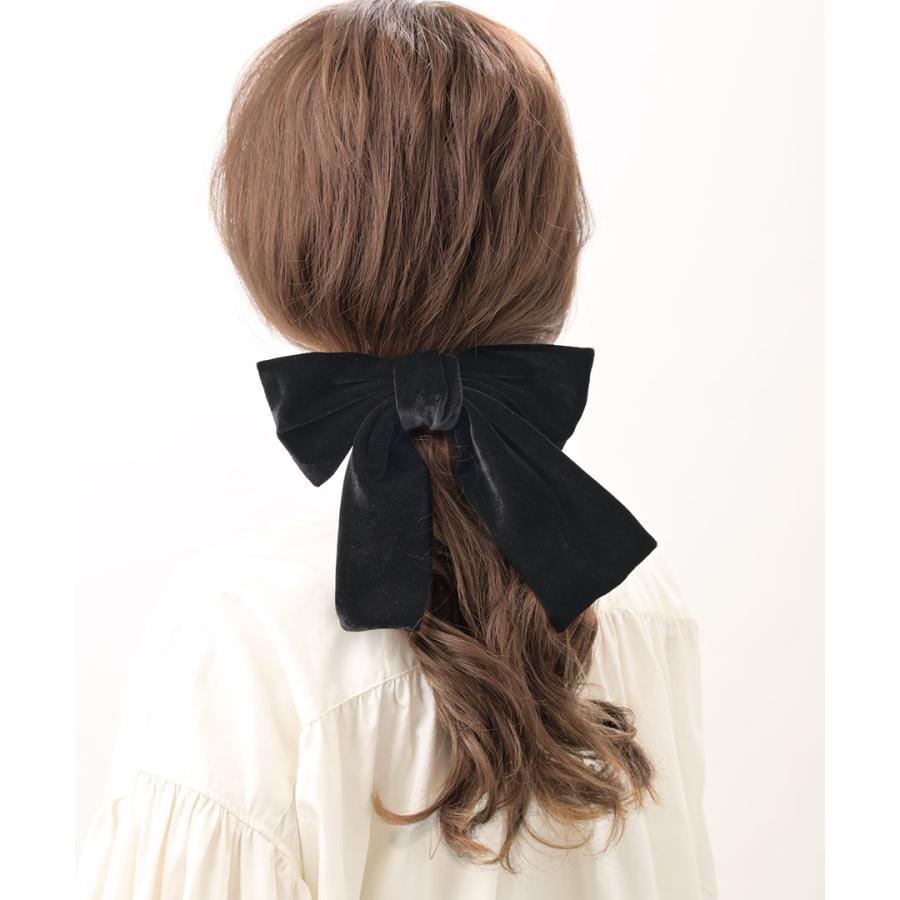 ヴァンテーヌ バレッタ ロングタイプ ベロア リボン ヘアクリップ ヘア 