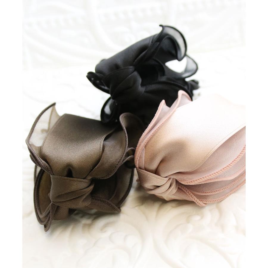 ヴァンテーヌ バナナクリップ シフォン サテン フリル トップリボン 縦