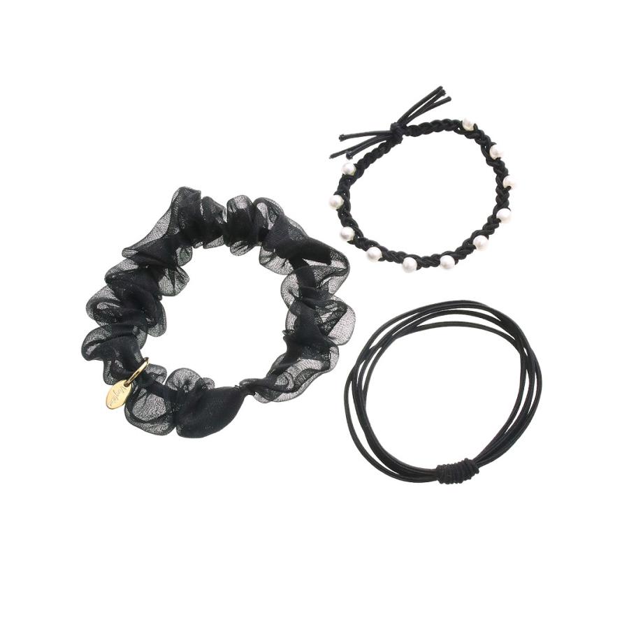 ヴァンテーヌ SALE ヘアゴム 3個セット シュシュ 細ゴム パール付き 4