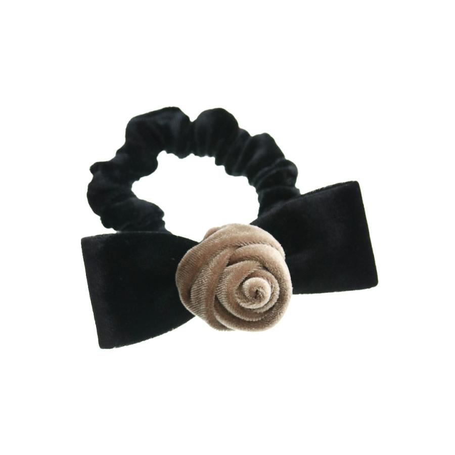 ヴァンテーヌ シュシュ ヘアゴム ローズ 薔薇 バラ リボン ベロア お花