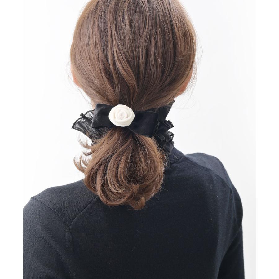 ヴァンテーヌ シュシュ ヘアゴム ローズ 薔薇 バラ リボン ベロア お花