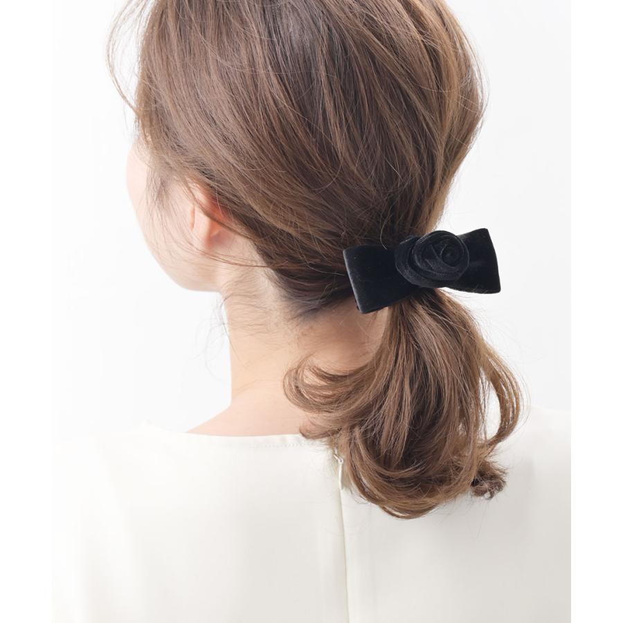 ヴァンテーヌ シュシュ ヘアゴム ローズ 薔薇 バラ リボン ベロア お花