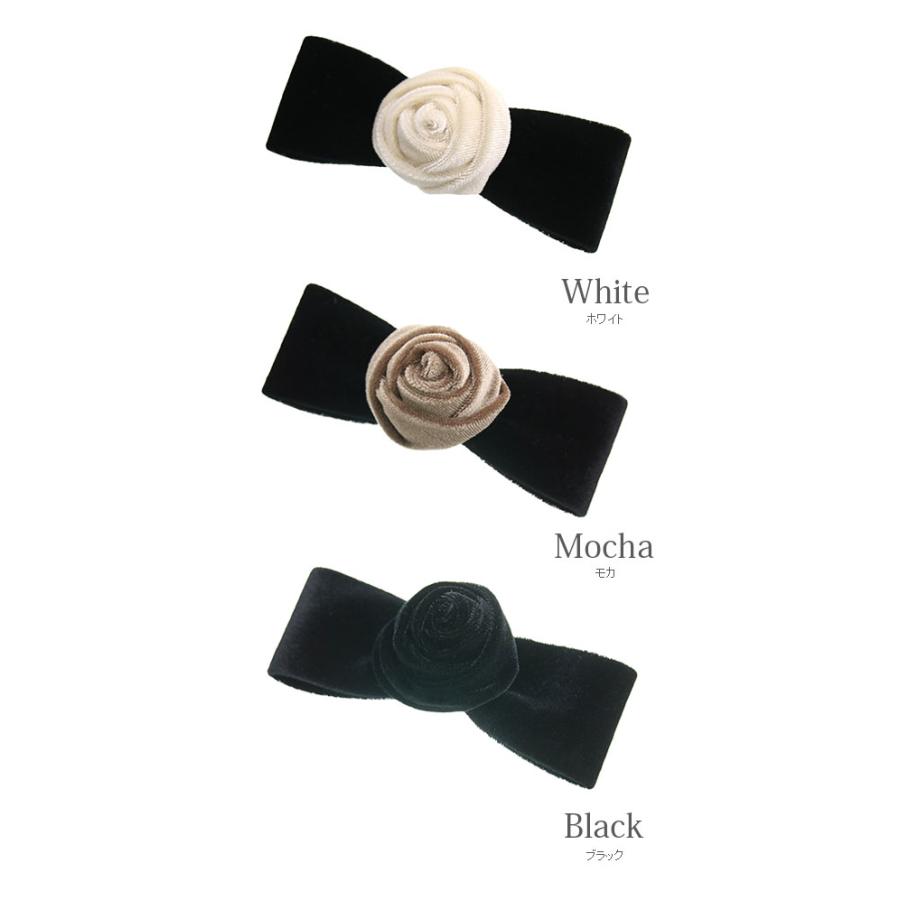 ヴァンテーヌ バレッタ ヘアクリップ ローズ 薔薇 バラ リボン ベロア