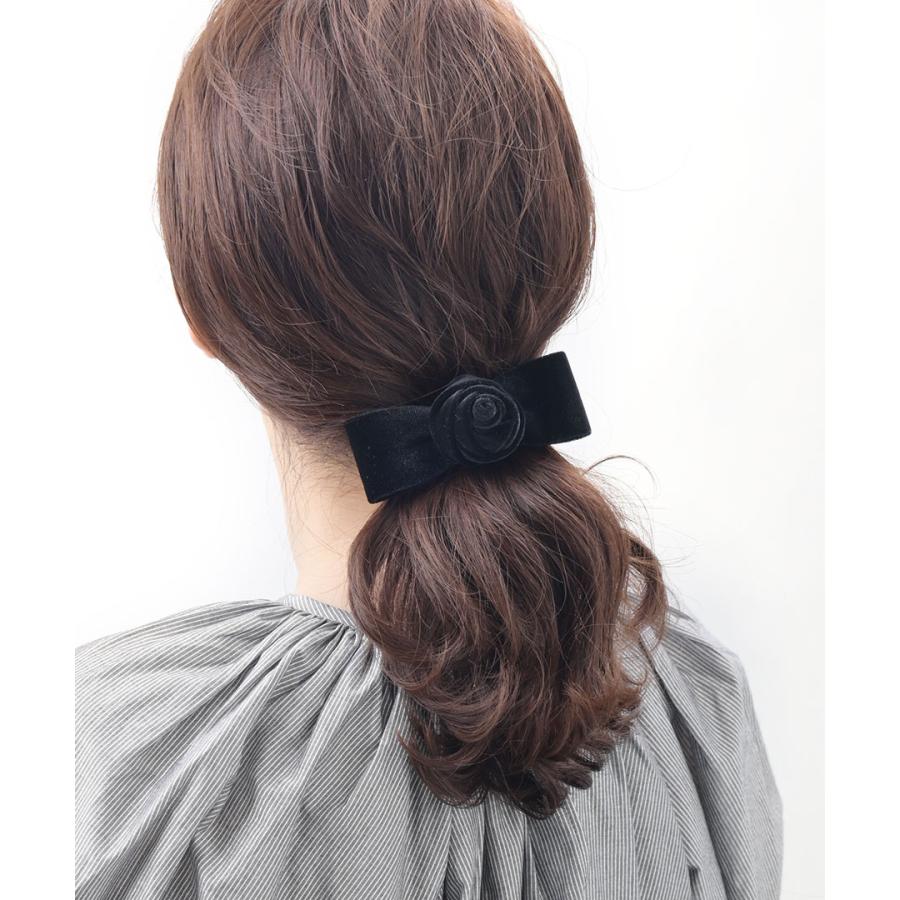 ヴァンテーヌ バレッタ ヘアクリップ ローズ 薔薇 バラ リボン ベロア