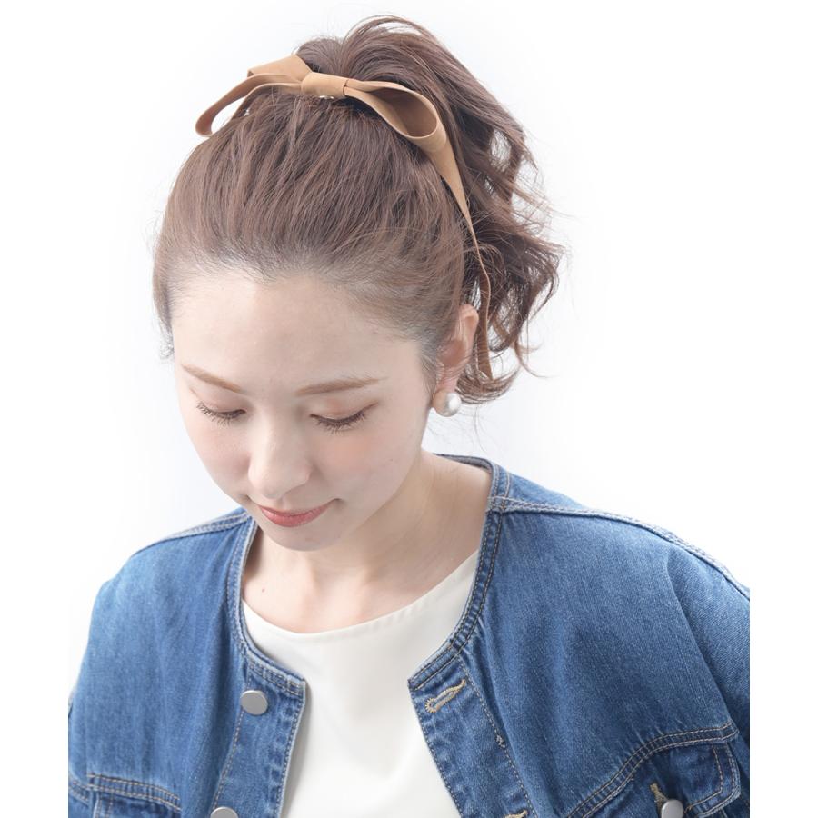 ヴァンテーヌ ポニーフック ヘアカフ ロングリボン スエード調 
