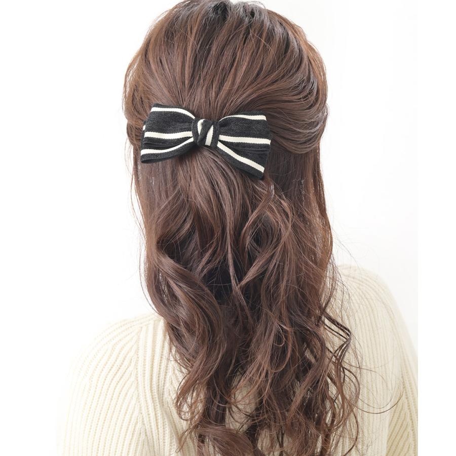 ヴァンテーヌ バレッタ バイカラー リボン ヘアクリップ ライン 可愛い