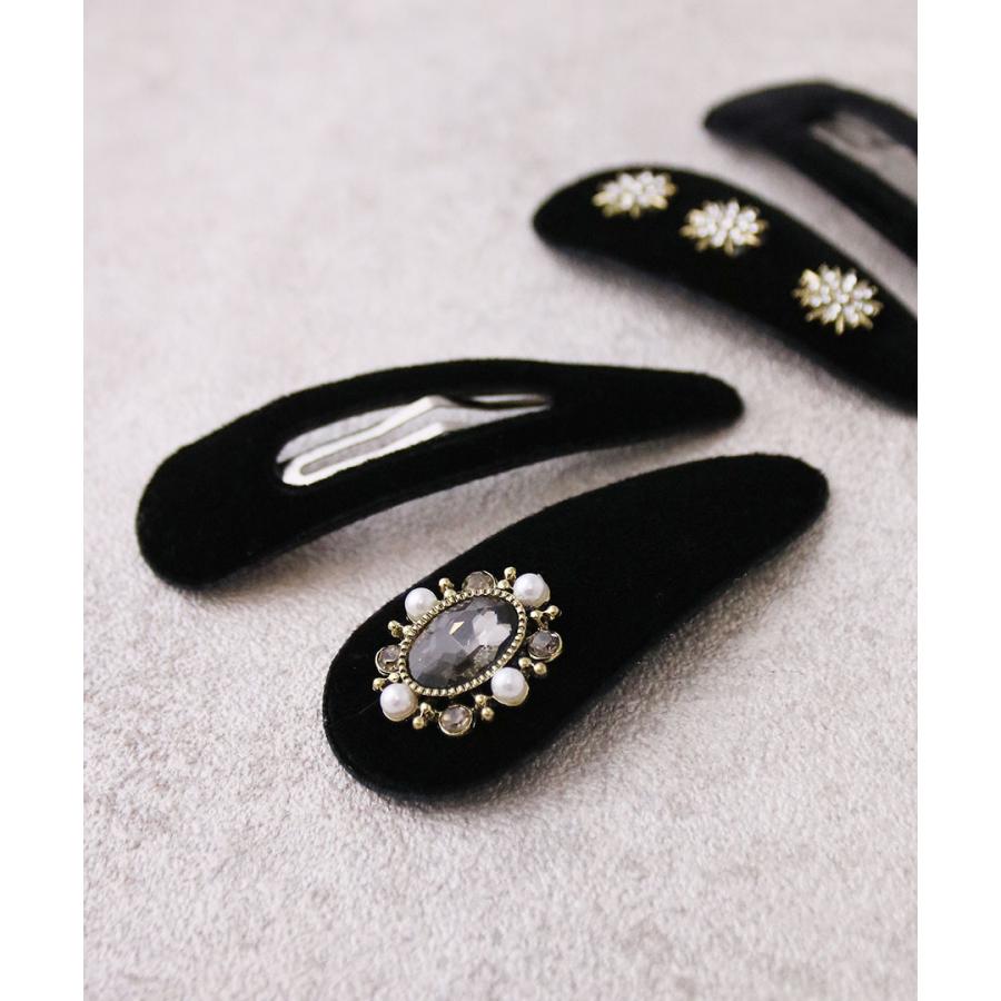 ヴァンテーヌ パッチン留め ヘアクリップ 2個セット ビジュー