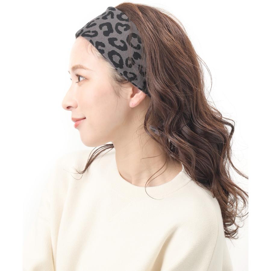 ヴァンテーヌ ヘアバンド レオパード柄 豹柄 ワイヤー入り ニット