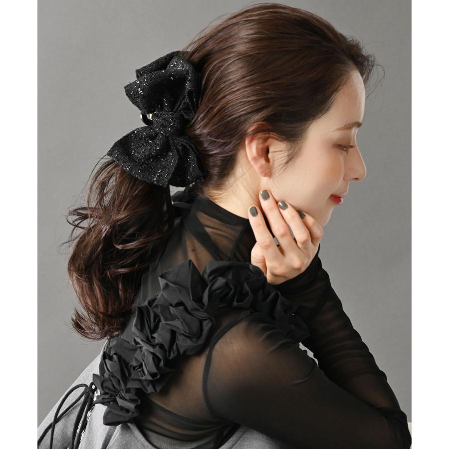 ヴァンテーヌ バンスクリップ ヘアクリップ ビッグリボン ツイード調