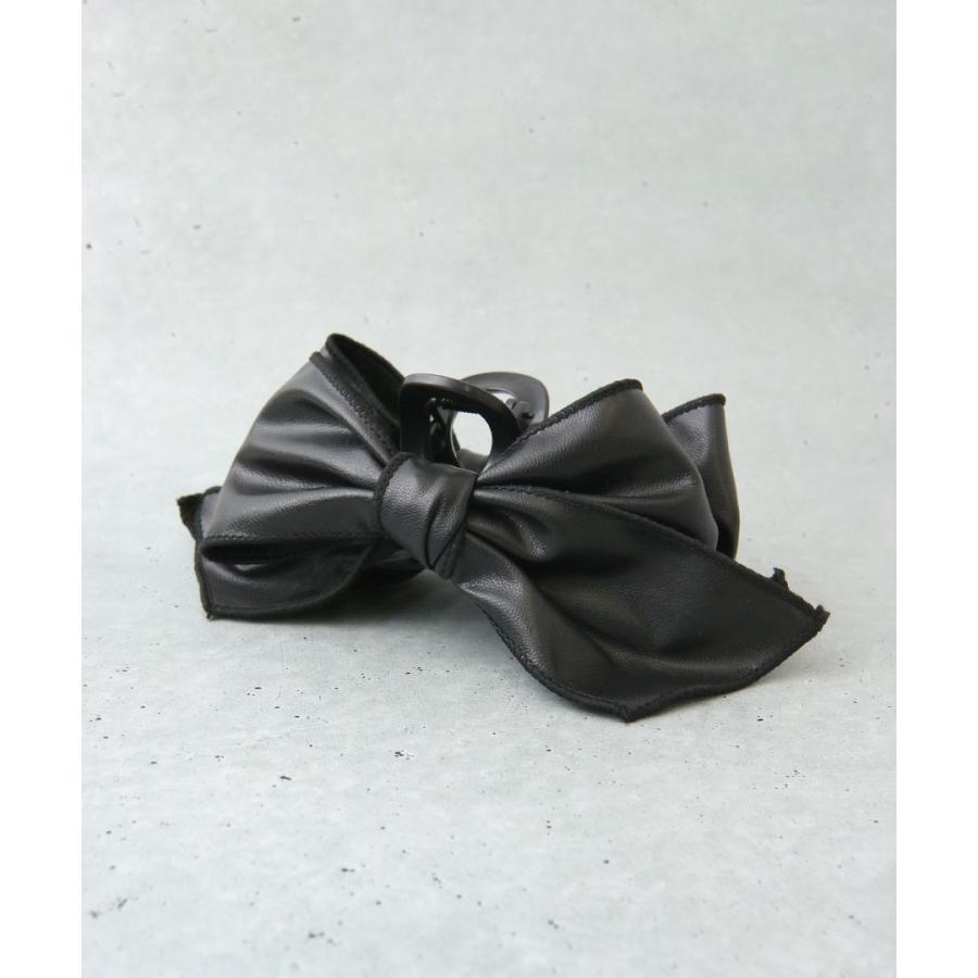 ヴァンテーヌ バンスクリップ リボン フェイクレザー ヘアアクセサリー