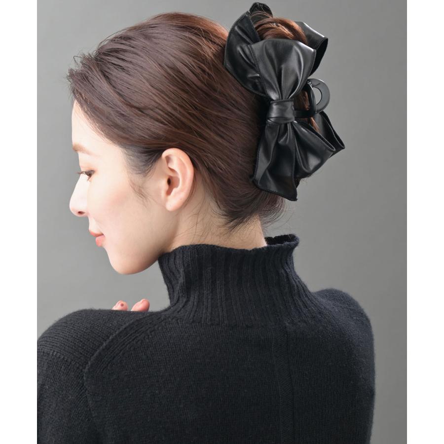 ヴァンテーヌ バンスクリップ リボン フェイクレザー ヘアアクセサリー