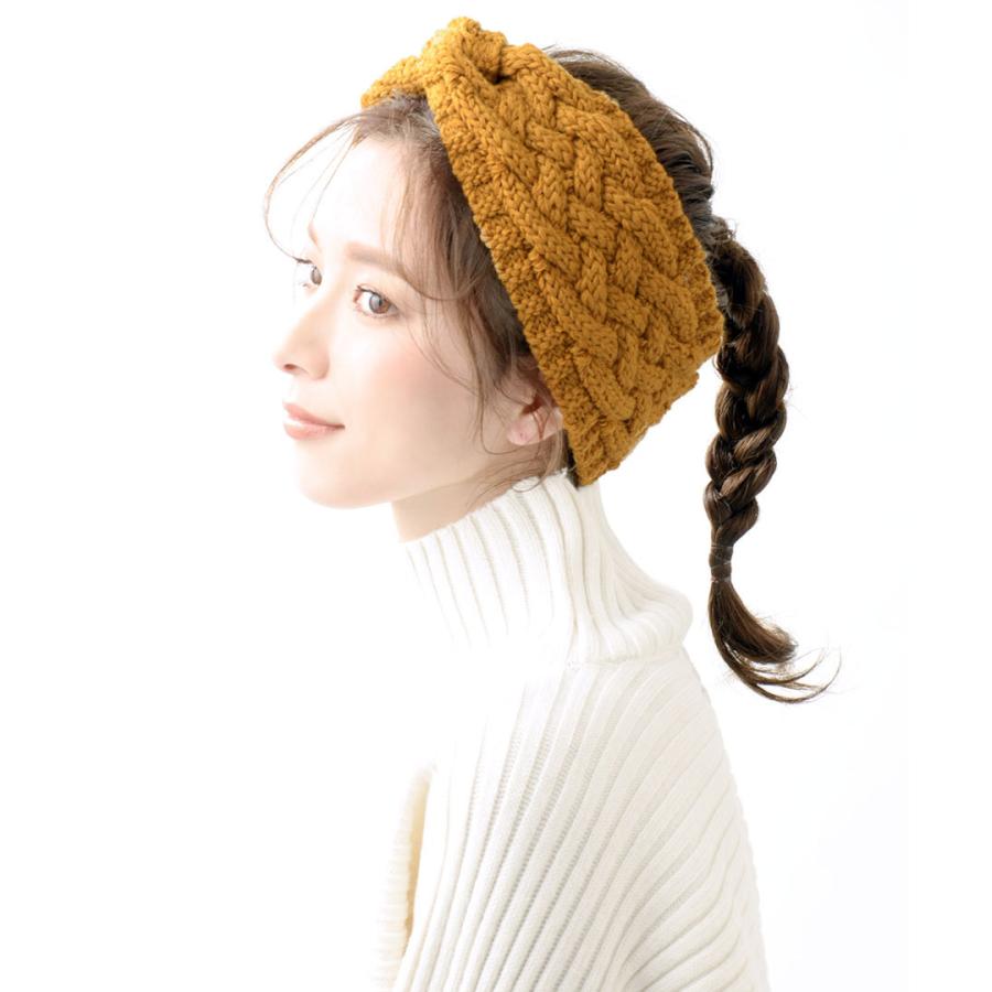 ヴァンテーヌ 編み込みニットクロスターバンヘアバンド 秋冬 大人っ