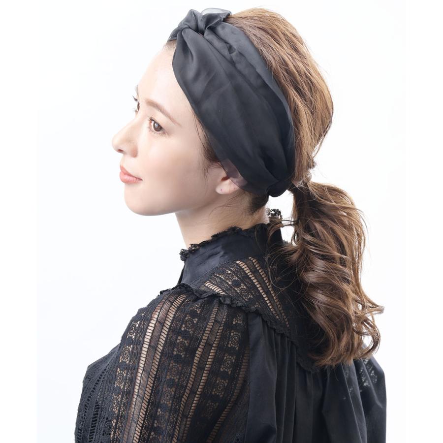 ヴァンテーヌ オーガンジー×サテンクロスターバンヘアバンド シアー