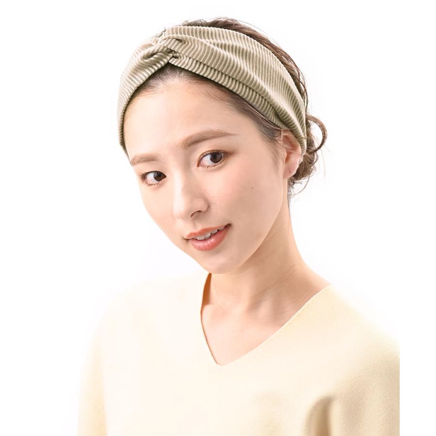 ヴァンテーヌ ヘアバンド ターバン風 ストライプ 柄 オフィス