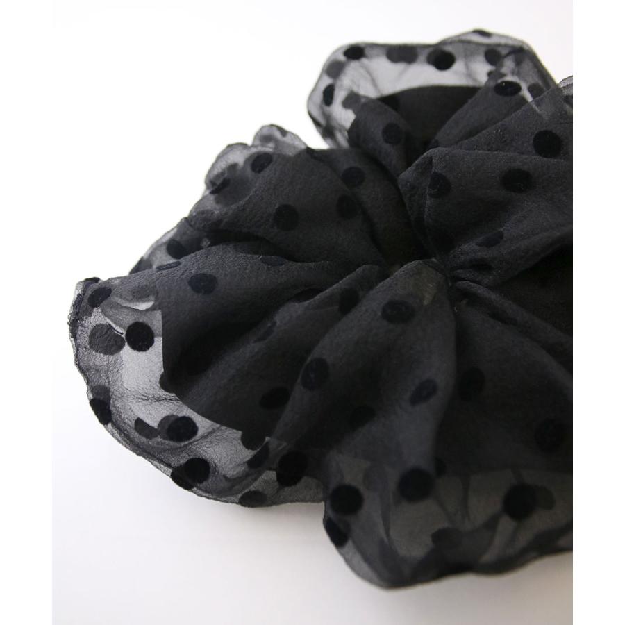 ヴァンテーヌ ドット柄オーガンジービッグシュシュ 柄 水玉 模様