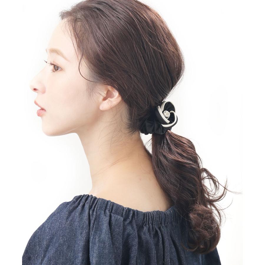 ヴァンテーヌ シュシュ カメリア Sサイズ バイカラー 白黒 ヘアゴム