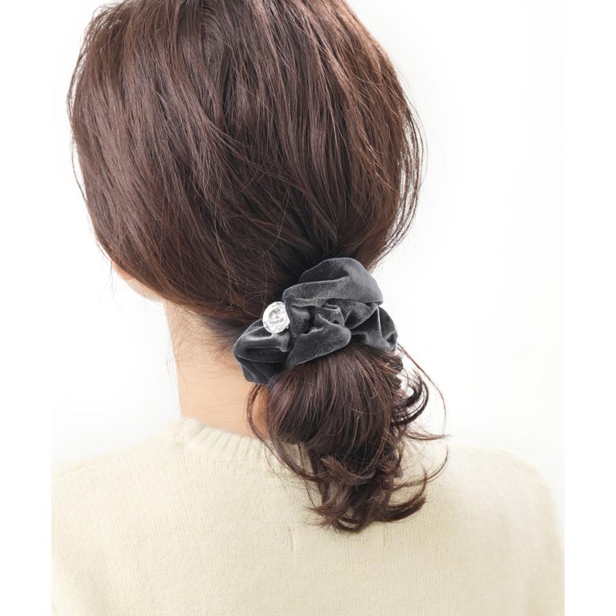 スワロフスキー　シュシュ　ヘアゴム ヴァンテーヌ シュシュ スワロフスキー ベロア 一粒 まとめ髪 ヘア
