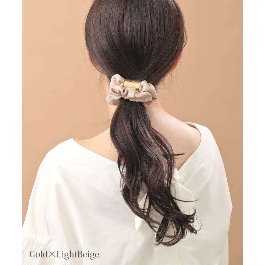 ヴァンテーヌ シュシュ メタルプレート ヘアアクセ 光沢感 レディース