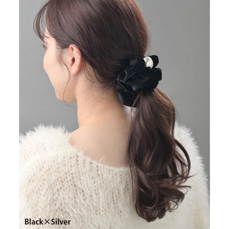 ヴァンテーヌ ☆新色入荷☆メタルボール付きベロアシュシュ 上品 大人