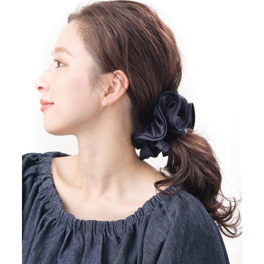 シュシュ  ヘアゴム  パワーストーン  モリオン×オニキス ヴァンテーヌ シュシュ サテンシュシュ ボリューム ヘアゴム