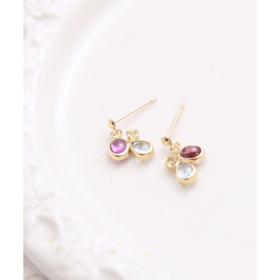 ヴァンテーヌ K10 YG ピアス ロードライトガーネット ハニークオーツ