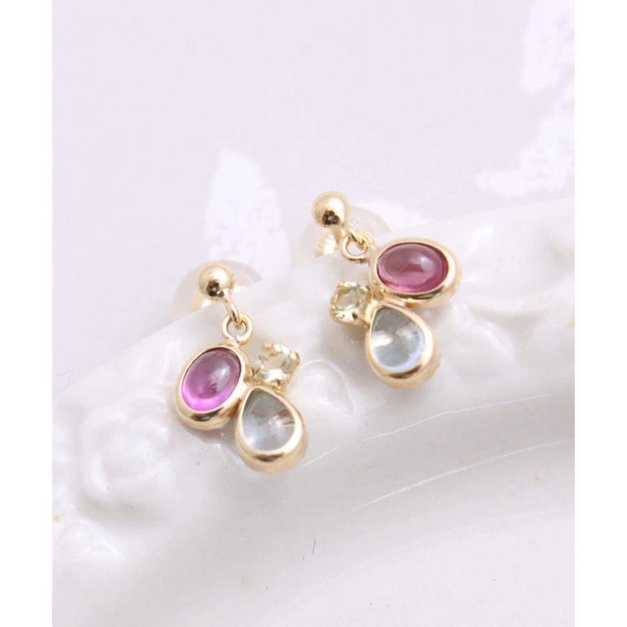 ヴァンテーヌ K10 YG ピアス ロードライトガーネット ハニークオーツ