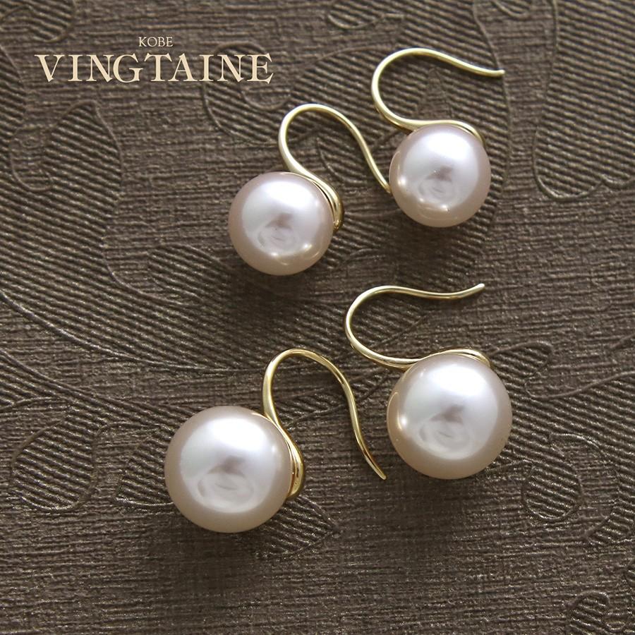一粒パールフックピアス(10mm/12mm)パール ピアス 一粒 フック シンプル 2次会 卒業式 入学式 P14-18 :p14-18:神戸ヴァンテーヌ ヤフー店 通販 大粒^_^ホワイトのスワロフスキーパール2サイズのクラシカルイヤリング