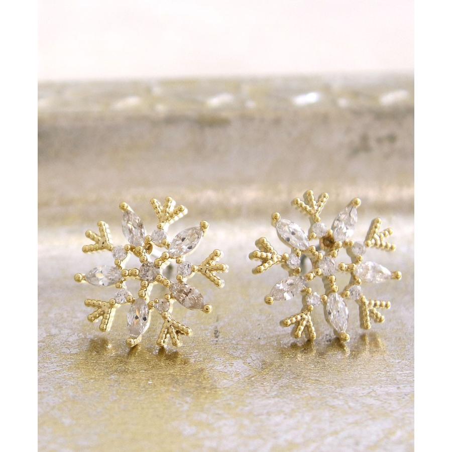 ヴァンテーヌ スノークリスタルピアス・イヤリング 雪の結晶 上品 金属
