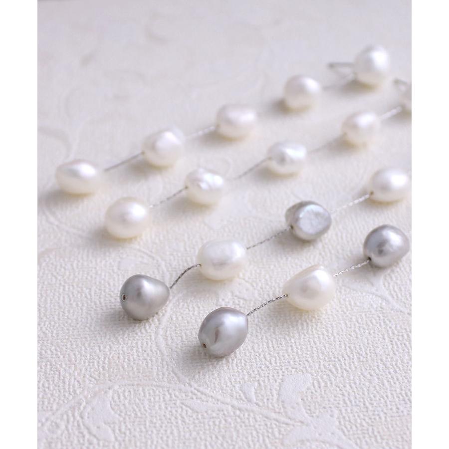 ヴァンテーヌ ピアス イヤリング 淡水パール ロング 5粒 バロック