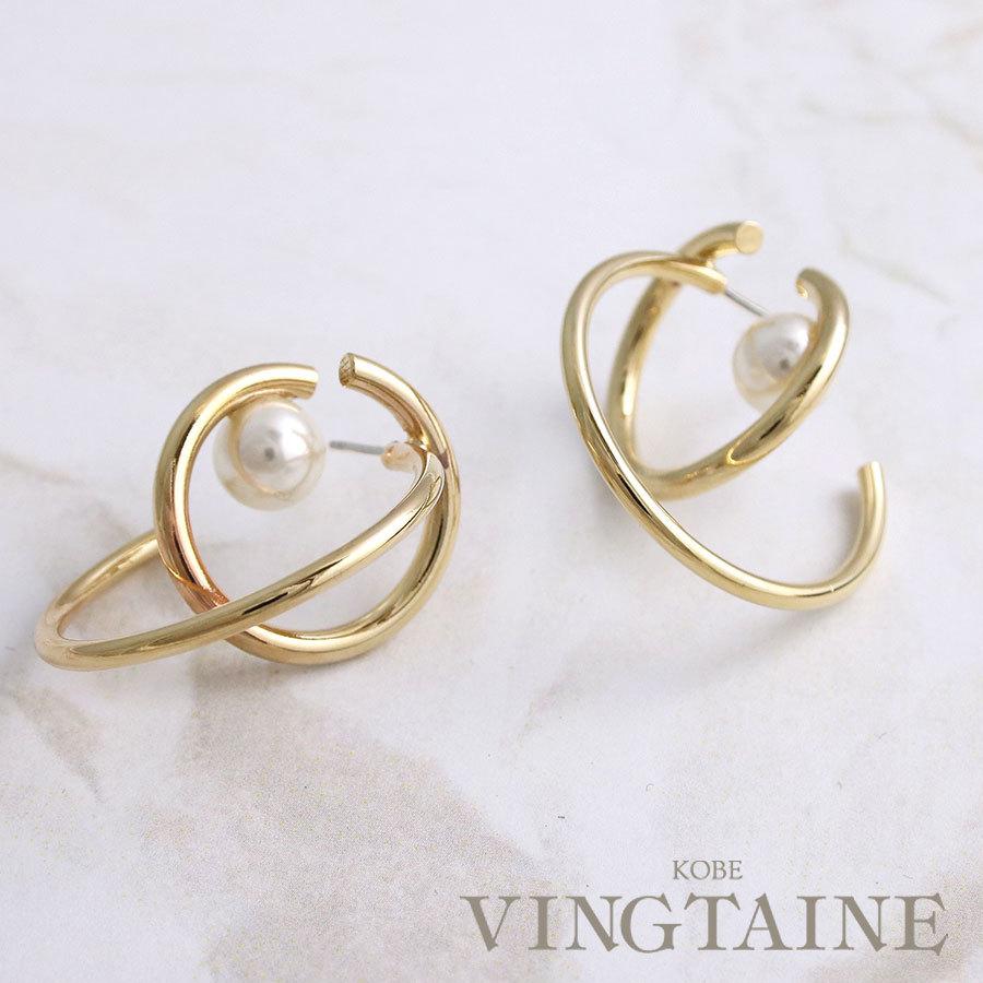 パール付きリングクロスピアス チタンポスト 大ぶり カジュアル お洒落 女性 P1865 アクセサリーshop P1865 神戸ヴァンテーヌ 通販 Yahoo ショッピング