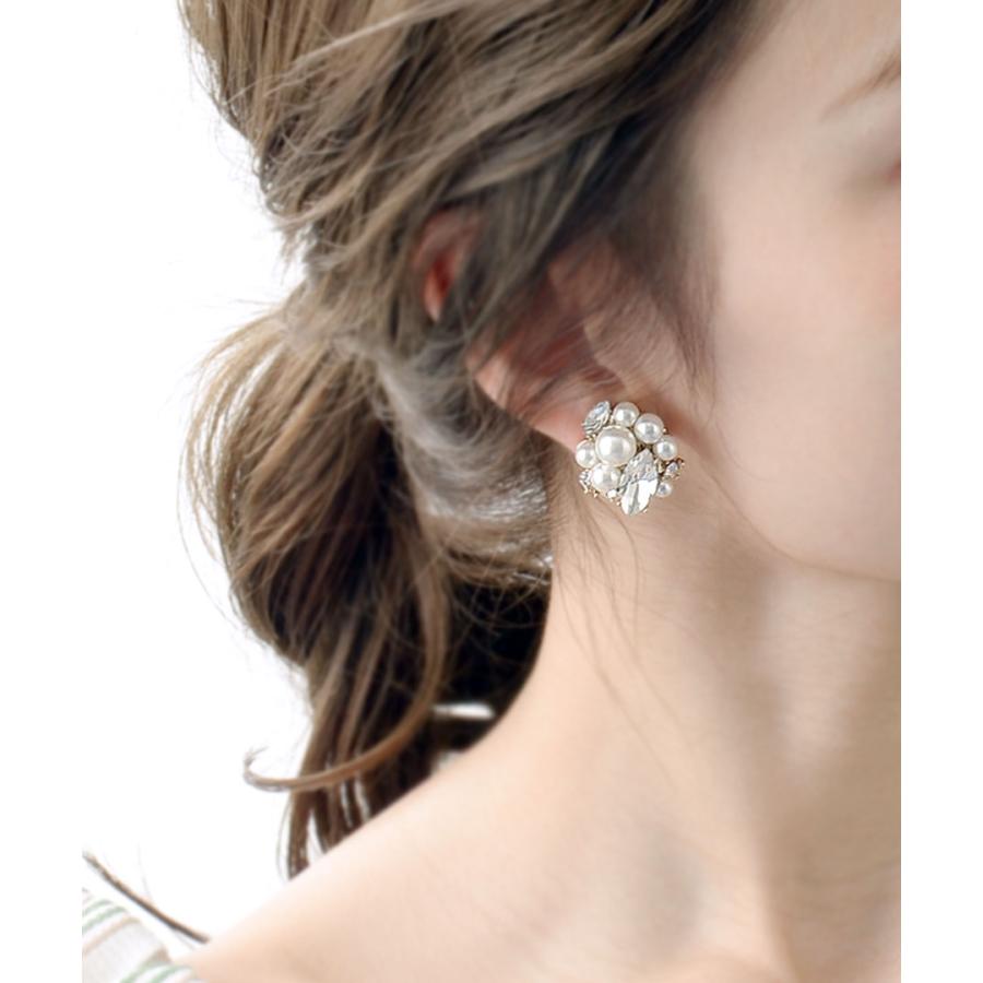 ヴァンテーヌ ピアス イヤリング パール ビジュー 大ぶり ボリューム