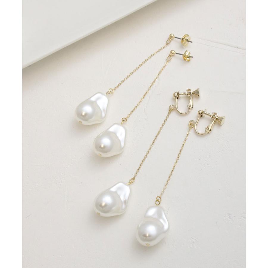 ヴァンテーヌ バロックパール調ロングチェーンピアス・イヤリング