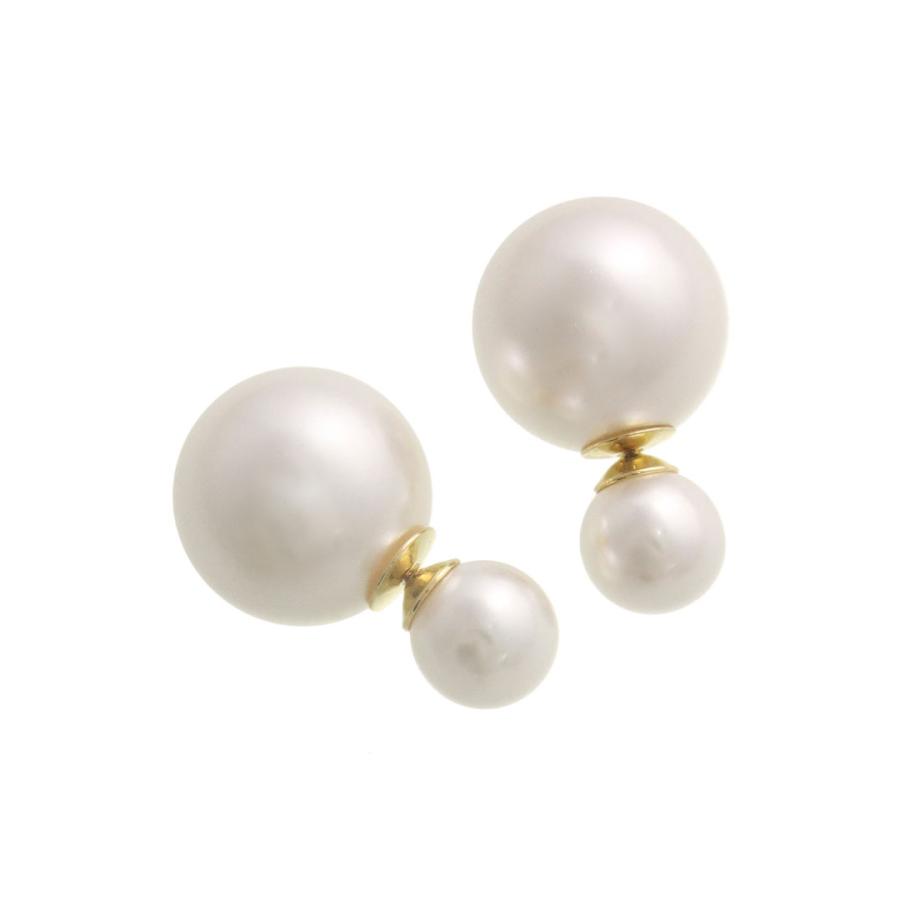 ヴァンテーヌ ピアス パール キャッチ 10mm 18mm 大粒 ダブルパール