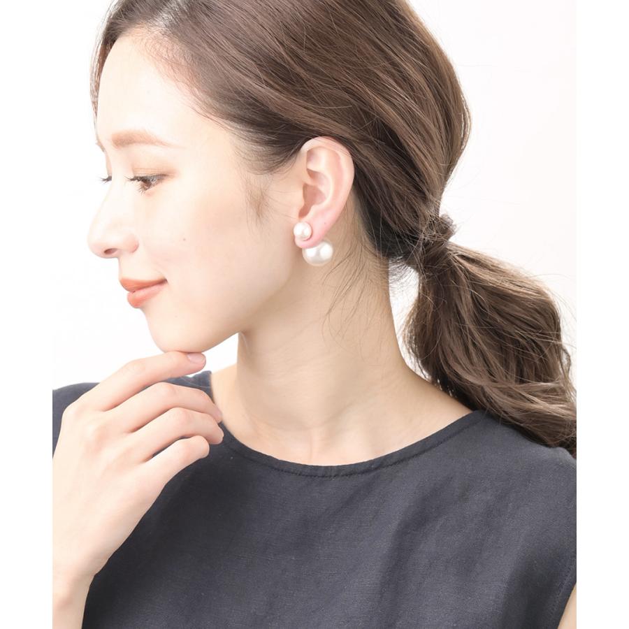 ヴァンテーヌ ピアス パール キャッチ 10mm 18mm 大粒 ダブルパール